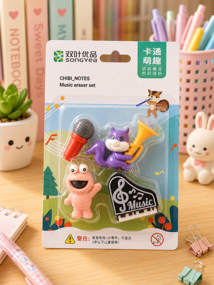 Cute music eraser pack