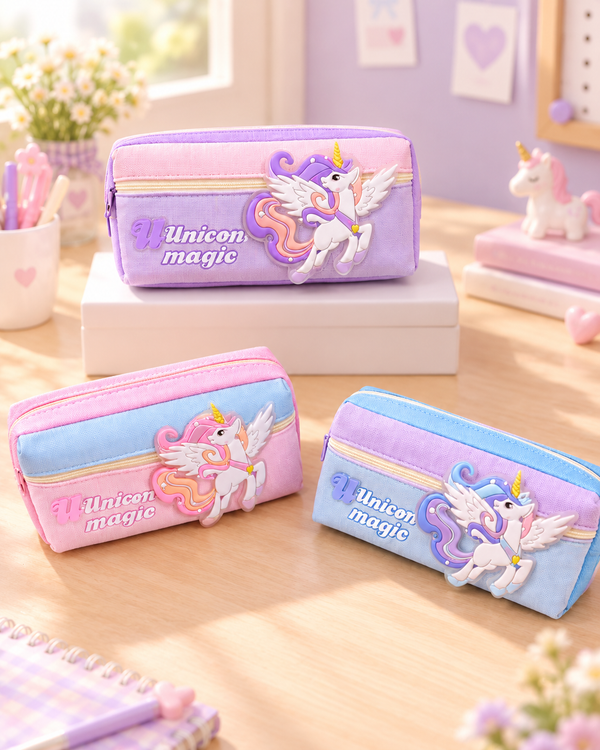Unicorn Magic Double Zip Pencil Pouch