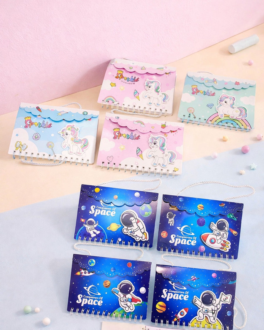 Unicorn and Space Spiral Diary Velcro Closure