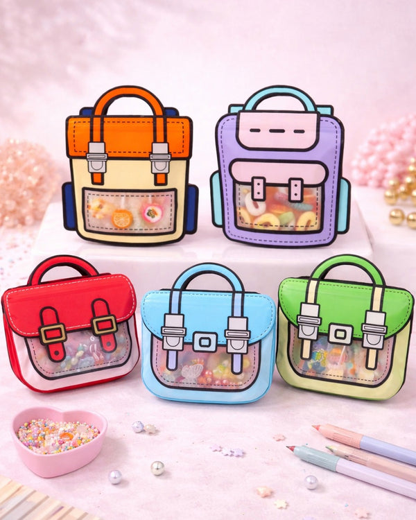 School Bag Shape PVC | Fancy Gift Zip Lock Pencil Pouches