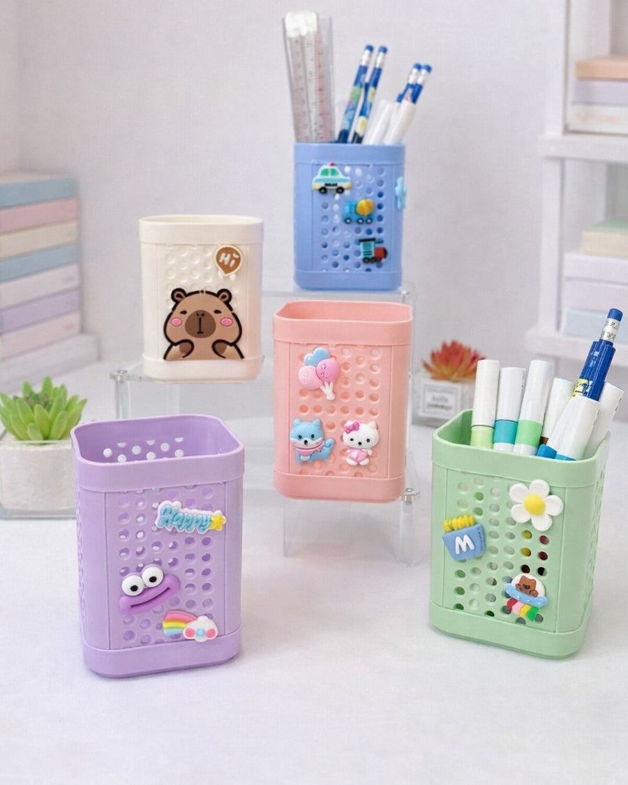 Plastic Pen Holder square  Hollow Large Capacity