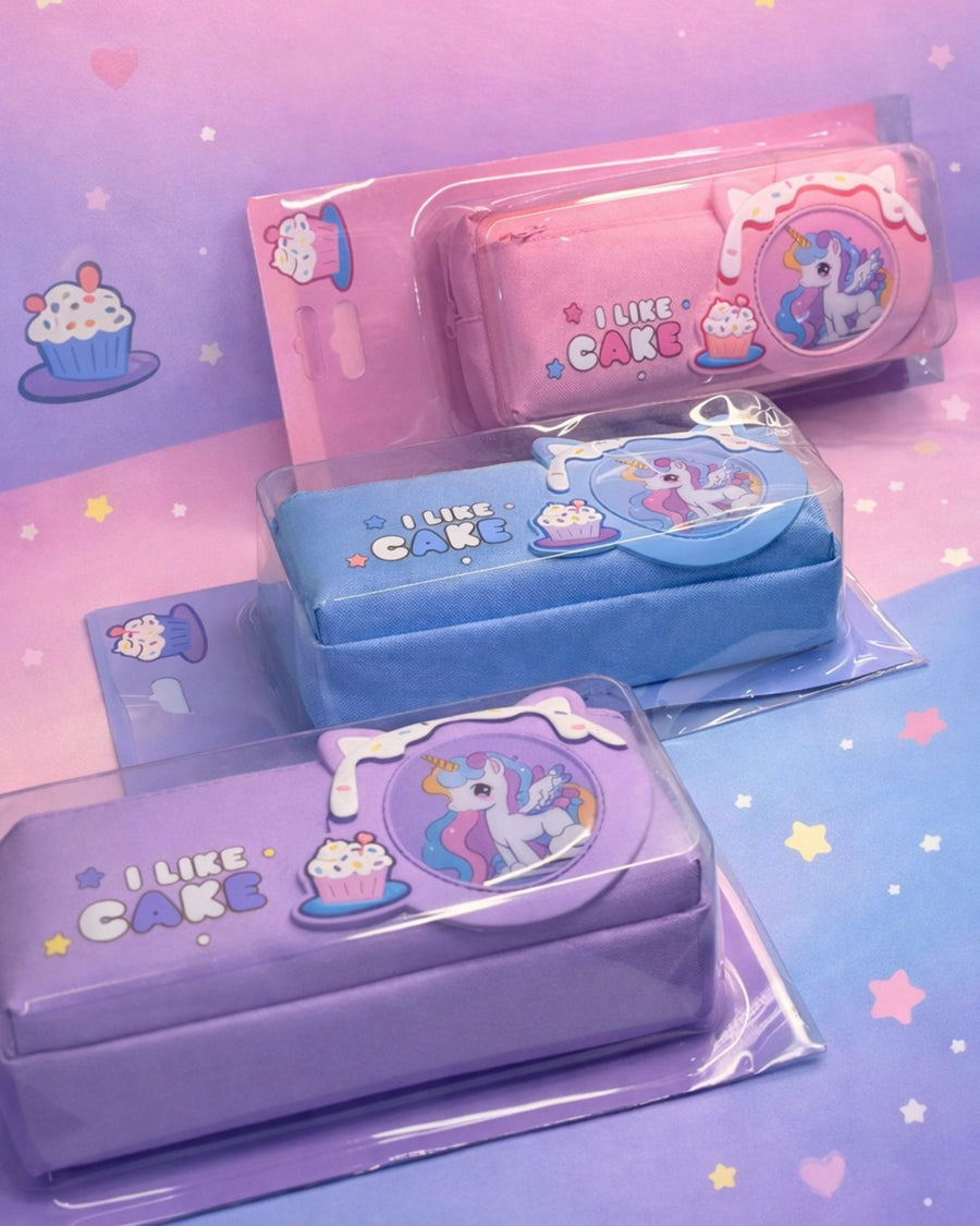 Double zipped unicorn pouch