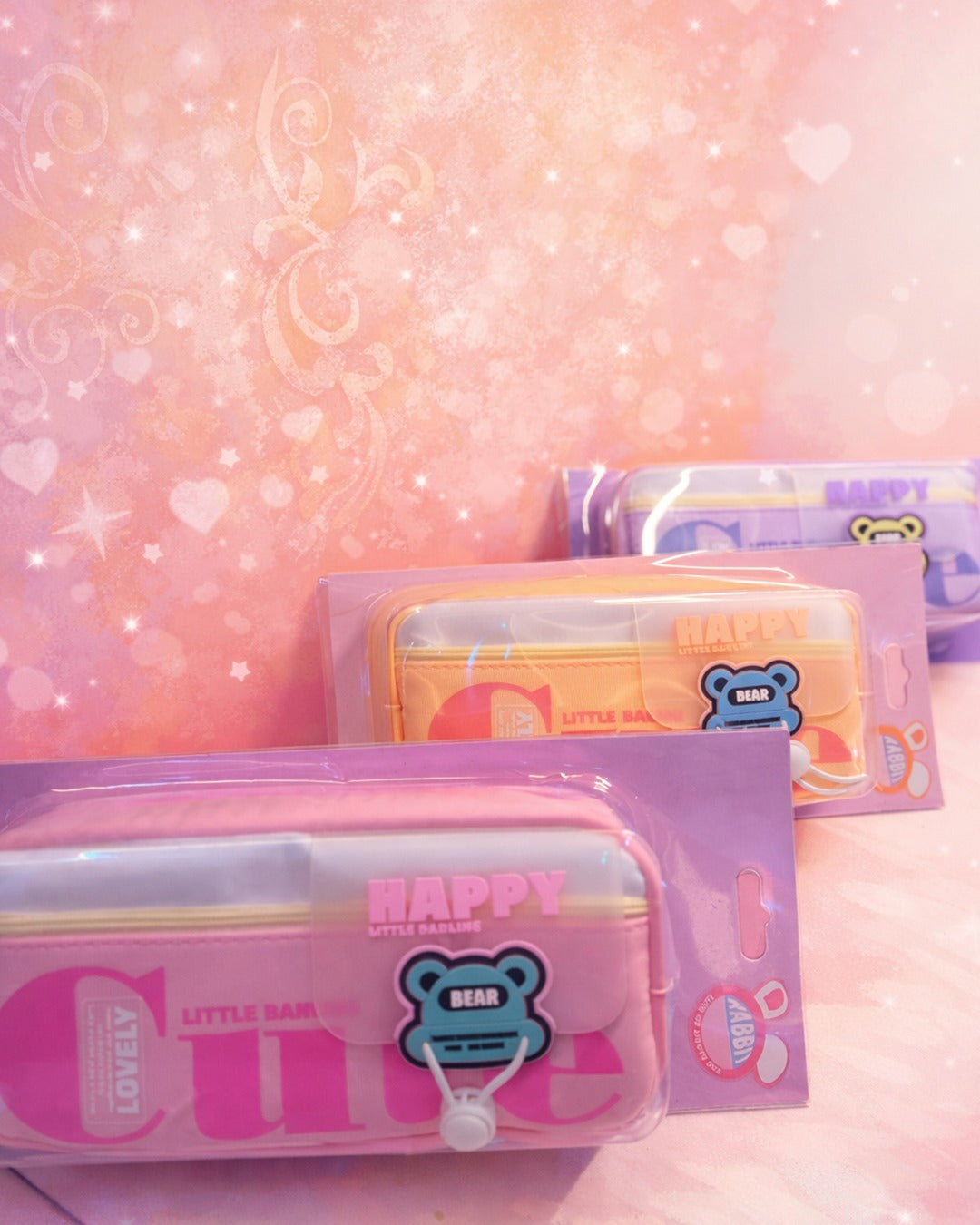 Happy Little Bear Double Zip Pencil Case