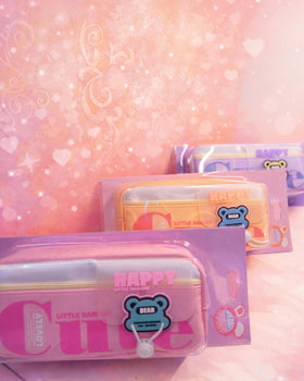 Happy Little Bear Double Zip Pencil Case