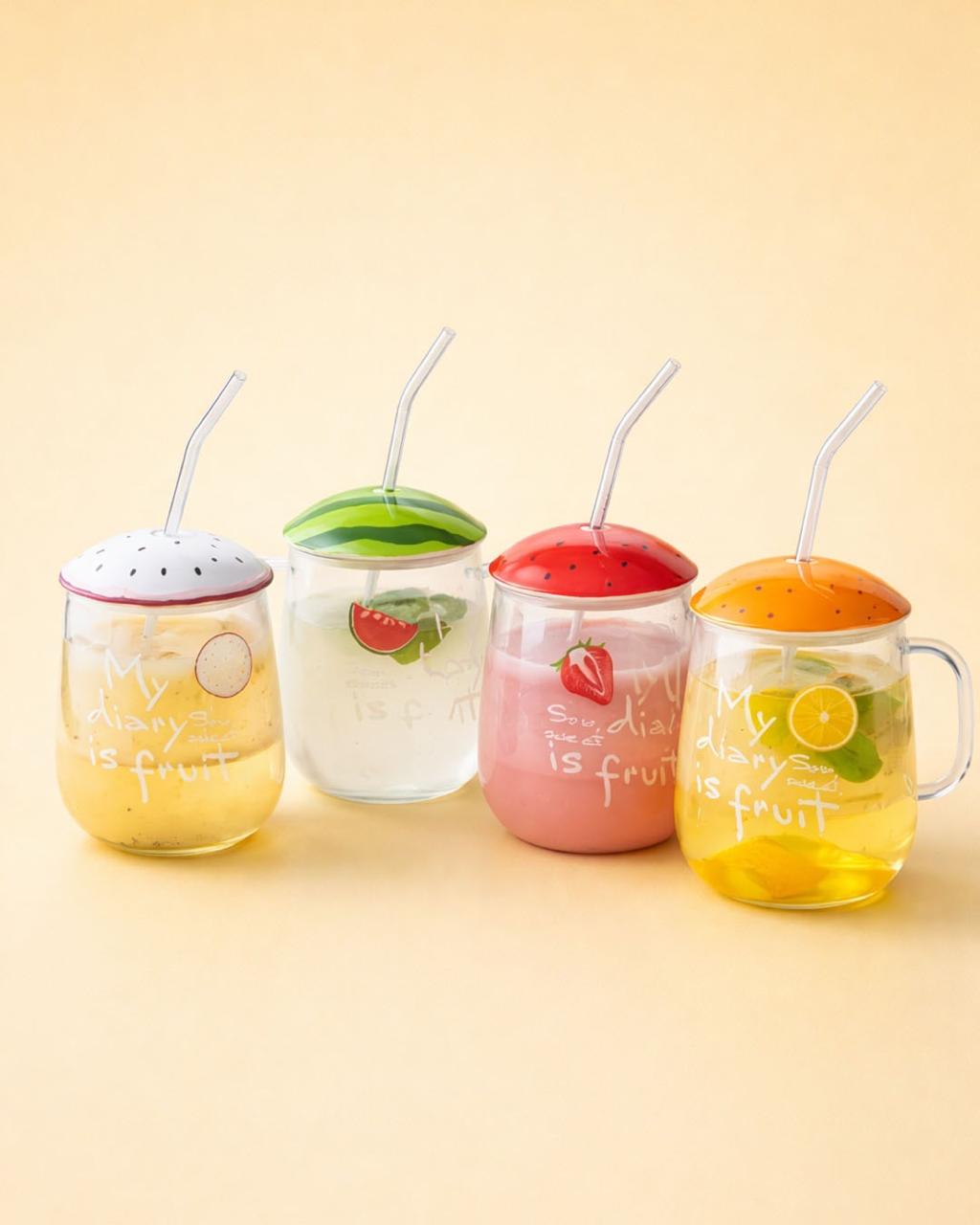 Fruit glass with straw