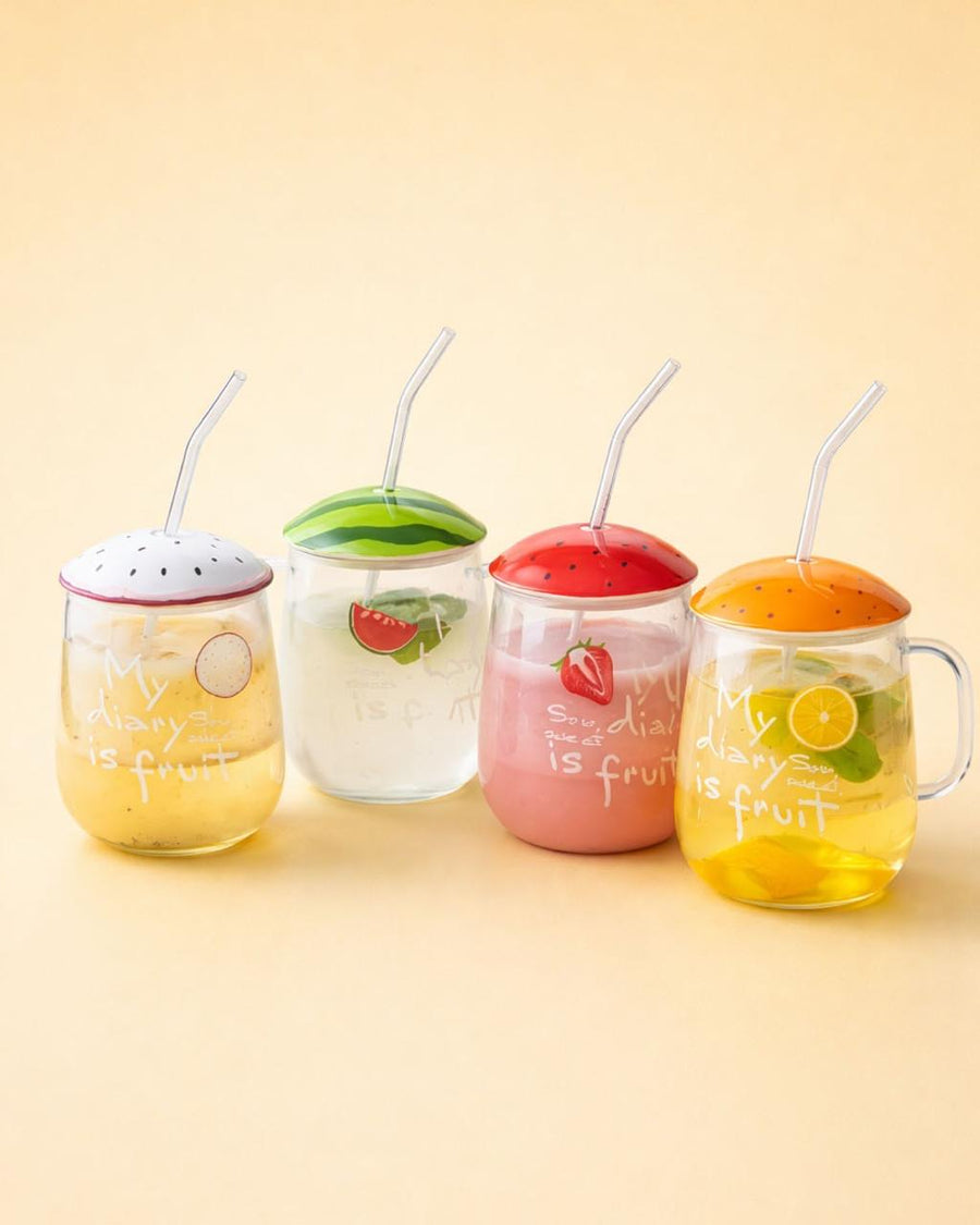 Fruit glass with straw