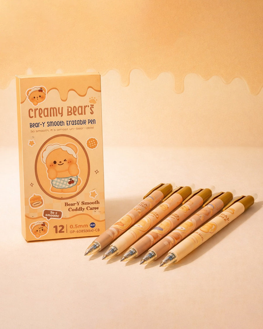 Creamy bear erasable gel pen set