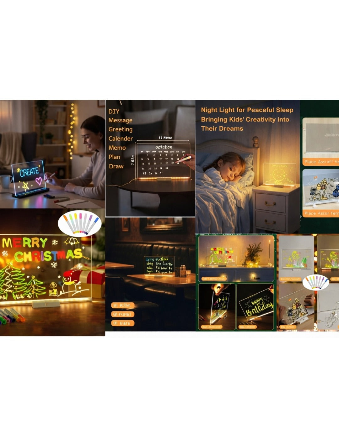 LED noteboard with colors, light up acrylic message board.