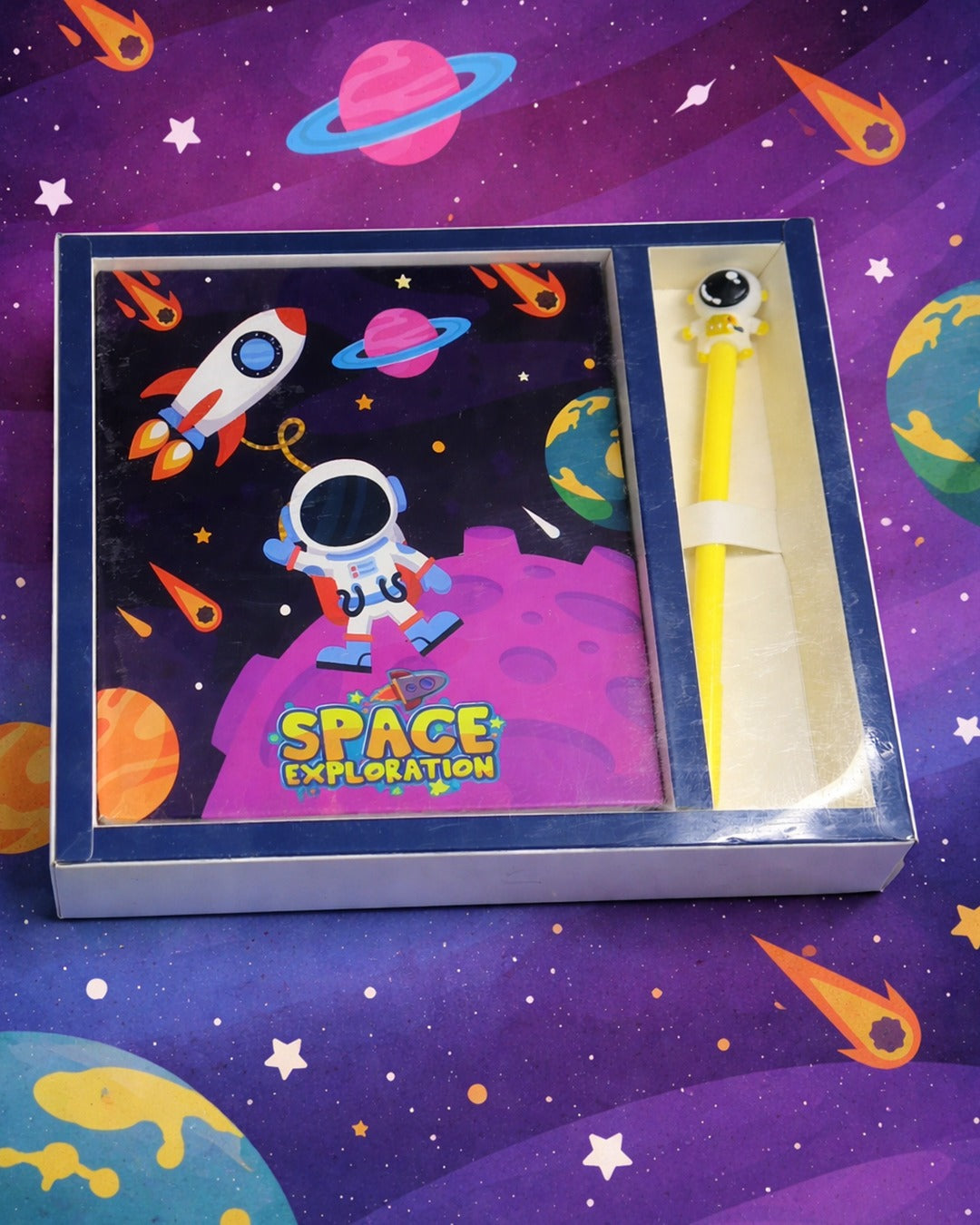 A5 Hard Bound Unicorn Space Themed Diary and Pen Sets