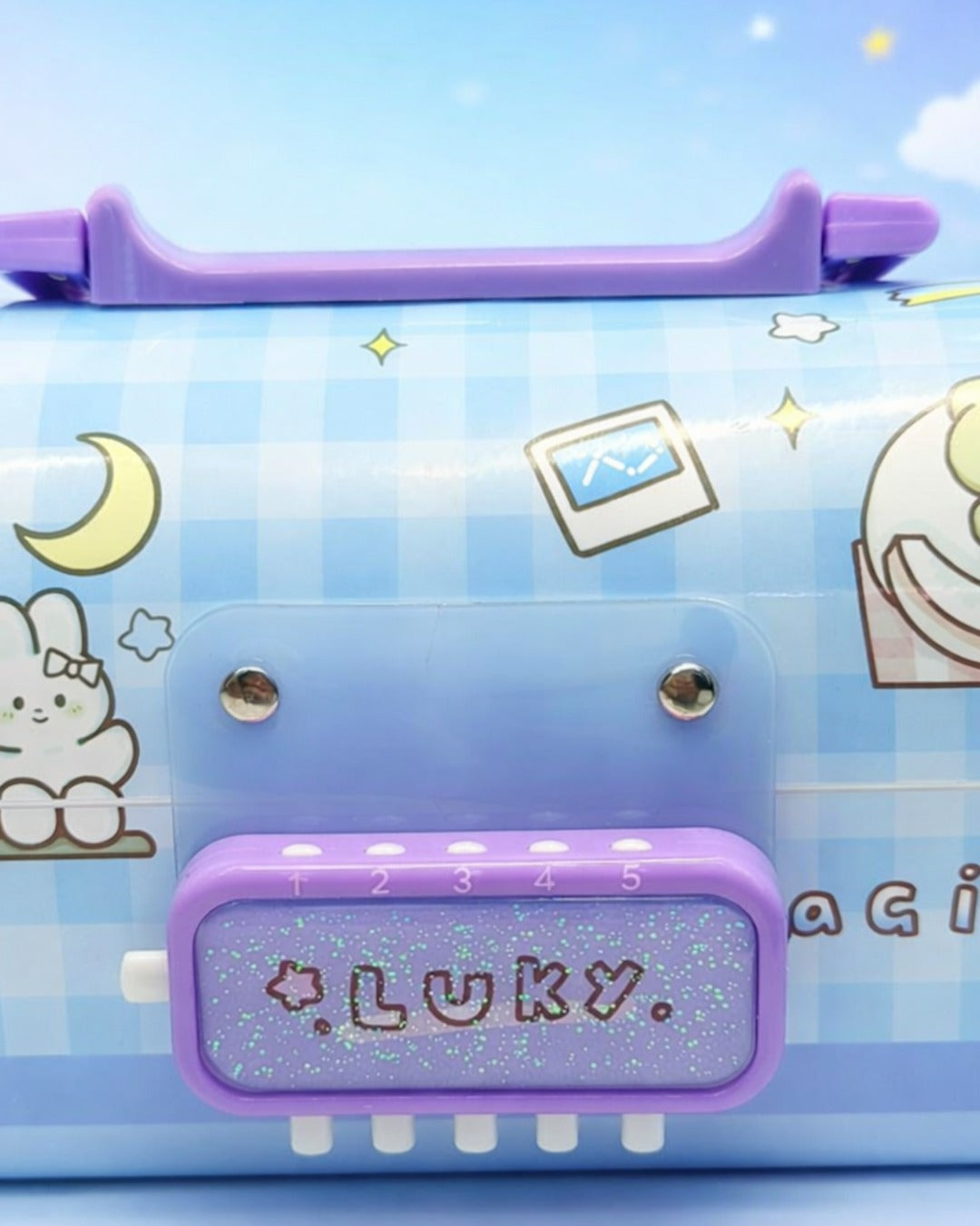 Portable plastic pencil box Double Combnation Password Lock Multi- Compartmen