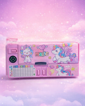Large capacity pencil box with compass