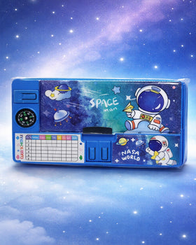 Large capacity pencil box with compass