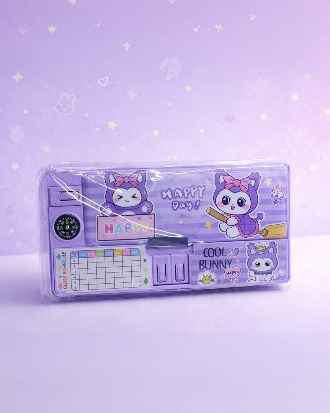 Large capacity pencil box with compass