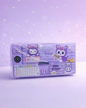 Large capacity pencil box with compass