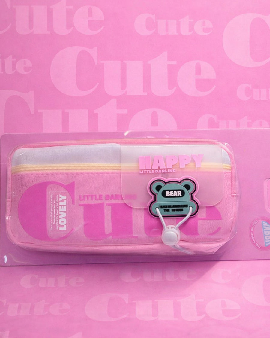 Happy Little Bear Double Zip Pencil Case