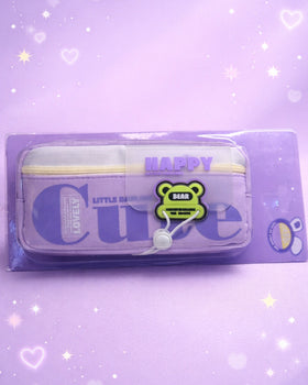 Happy Little Bear Double Zip Pencil Case
