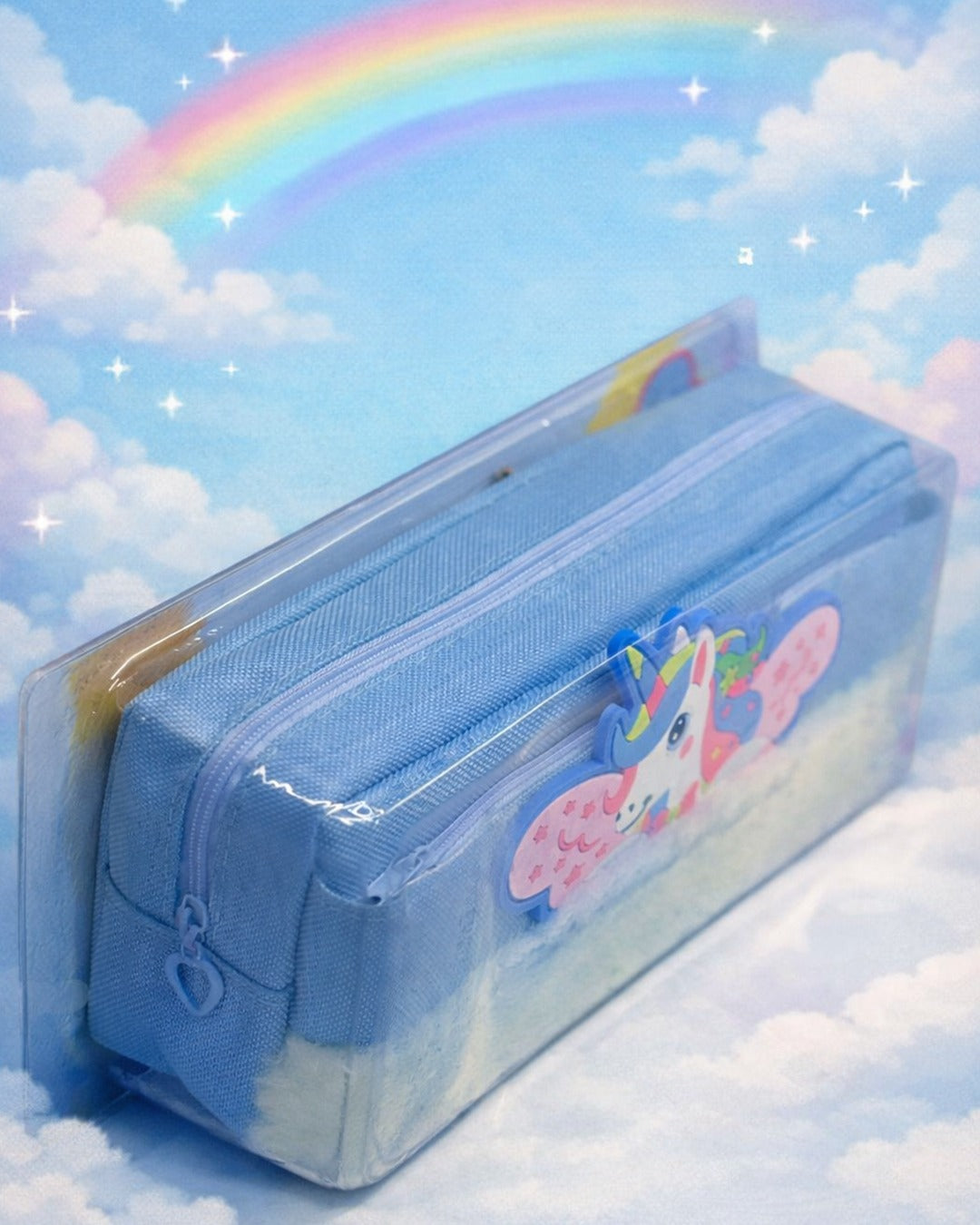 Furry Unicorn Double Zip Pencil Pouch