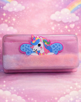 Furry Unicorn Double Zip Pencil Pouch