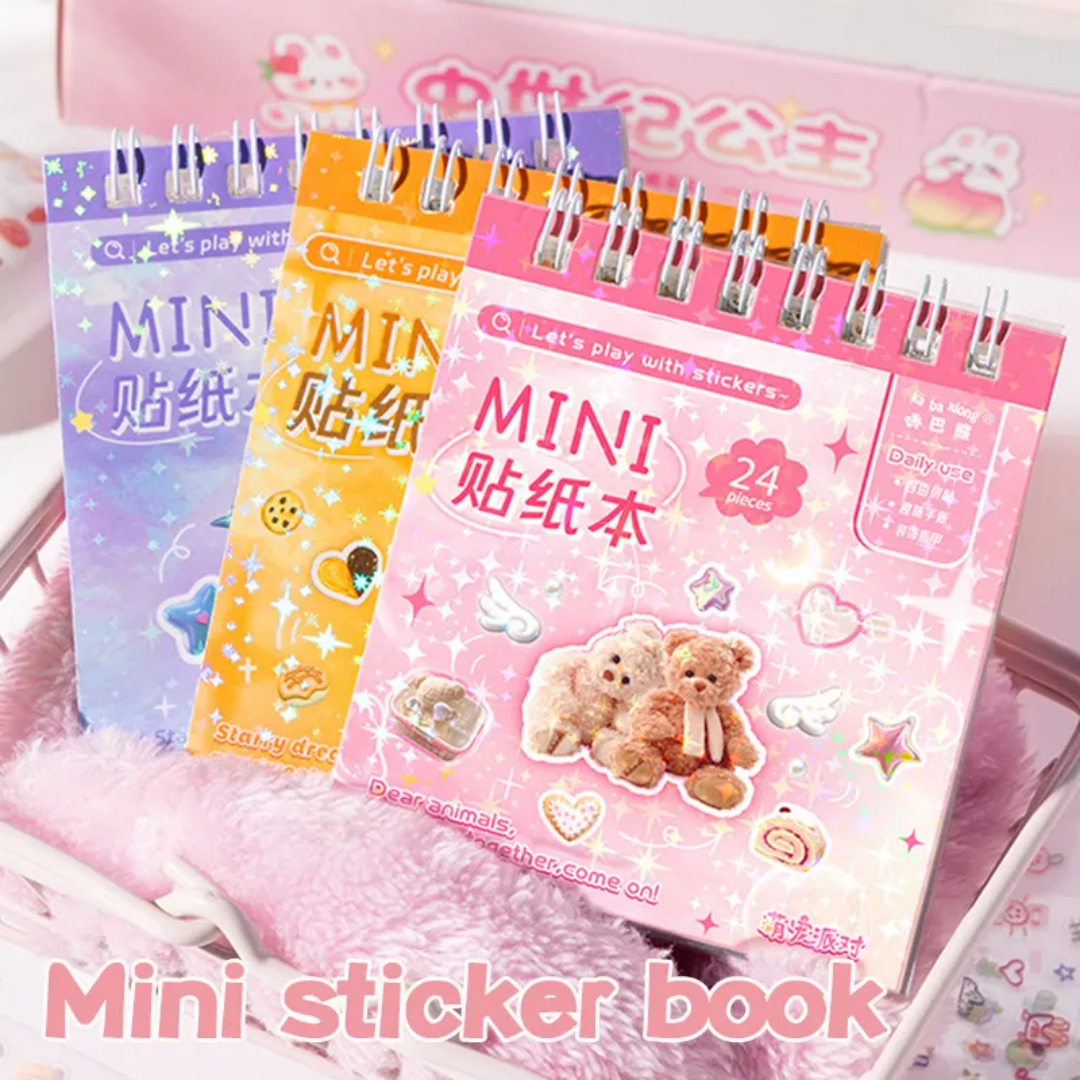 Mini sticker book with tweezer