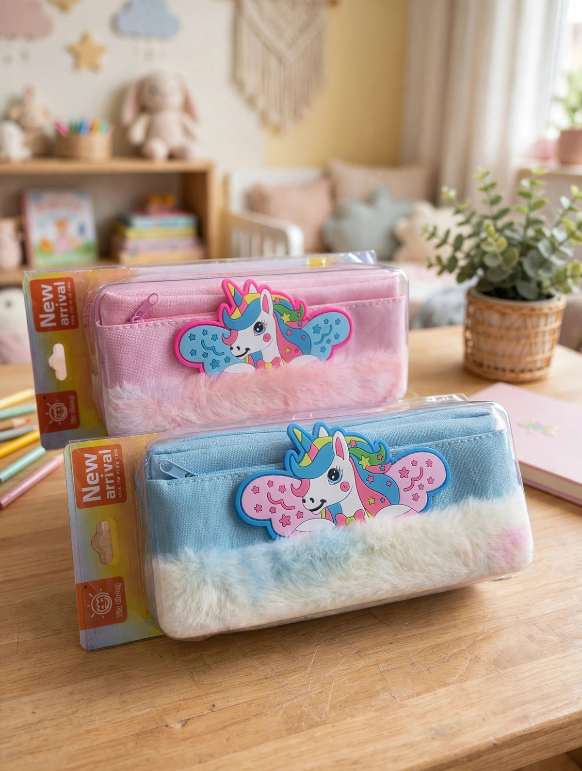 Soft fur unicorn pouch